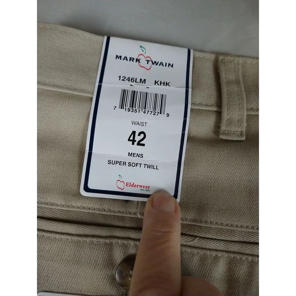 Mark Twain Khaki Shorts Mens 42 Beige Super Soft Twill‎ Wrinkle Free Durable